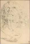 Rubens Pieter Paul Sheet of Studies Head of a Man Looking Up Hand and Lower Part of a Head in Profile  - Hermitage